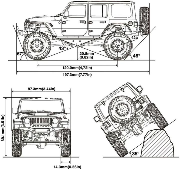 Actual product image Kyosho Scale Crawler Mini-Z Jeep Wrangler Rubicon, Blue 1:24, ARTR (RTR Ready-to-Run)