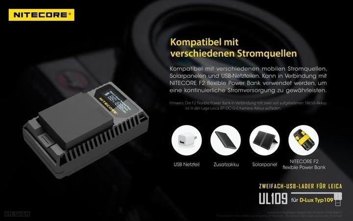 Produktbild Nitecore UL109 - für Leica Cameras (Kamera Akku Ladegerät)