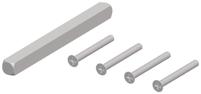 Produktbild Tecwerk Befestigungsset NW-400-41 3xM4 mit Gewindehülsen, 2x Bohrschrauben Vierkant 8 mm