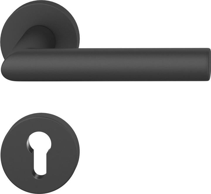 FSB Lever handle set 12 1076 ASL on rose PZ, black matt (Door set)