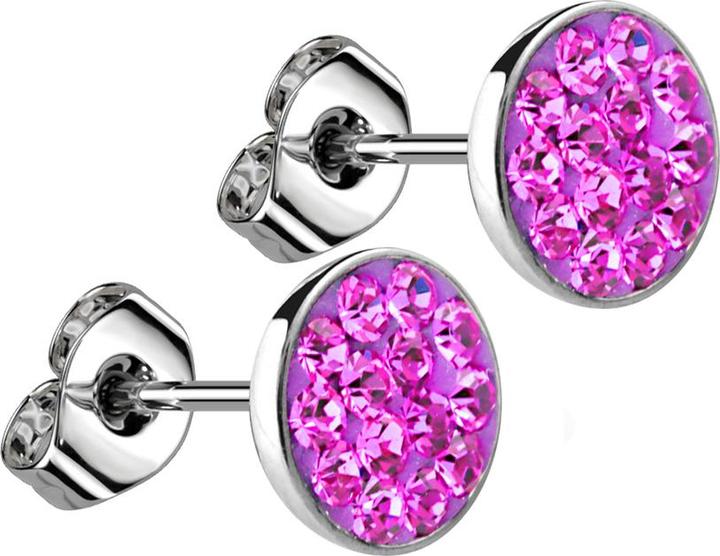 Star Piercing Ohrstecker silber Teller Kristall fuchsia (ohne Messing, Chirurgenstahl 316L)