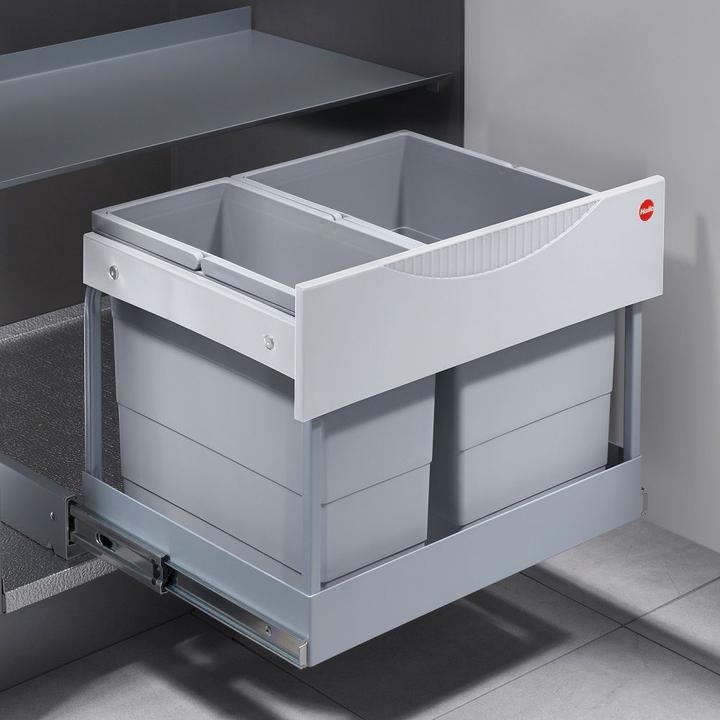 Produktbild Hailo Abfallsammler 3644801 30 Liter Raumspar Tandem Einbau-Mülleimer 2 fach Trennung zur Montage im (30 l)