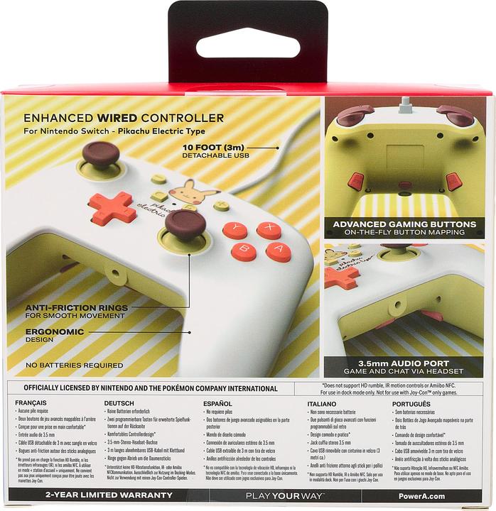 Image du produit PowerA Manette filaire améliorée pour Nintendo Switch - Type électrique Pikachu (Switch)
