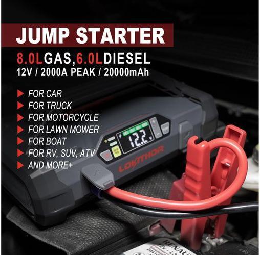 Actual product image Lokithor Jump starter and air pump (2000 A, 20000 mAh)
