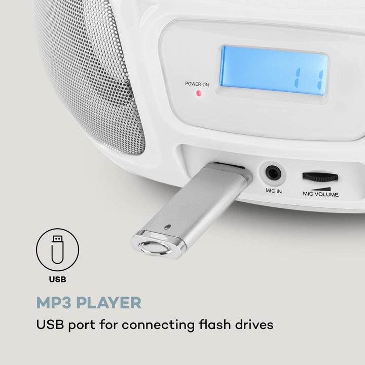 Image du produit Auna Lecteur CD, 2 haut-parleurs de 1,5 W Blanc