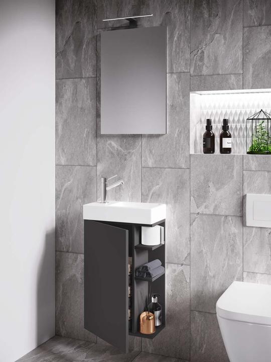 Actual product image VCM 3-piece Bathroom Furniture Set Guest WC Guest Bathroom Washbasin Small Narrow Lumia Mirror