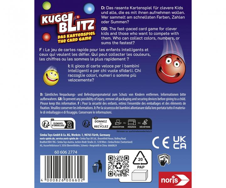 Immagine prodotto Noris Gioco di carte Kugelblitz (Tedesco, Italiano)