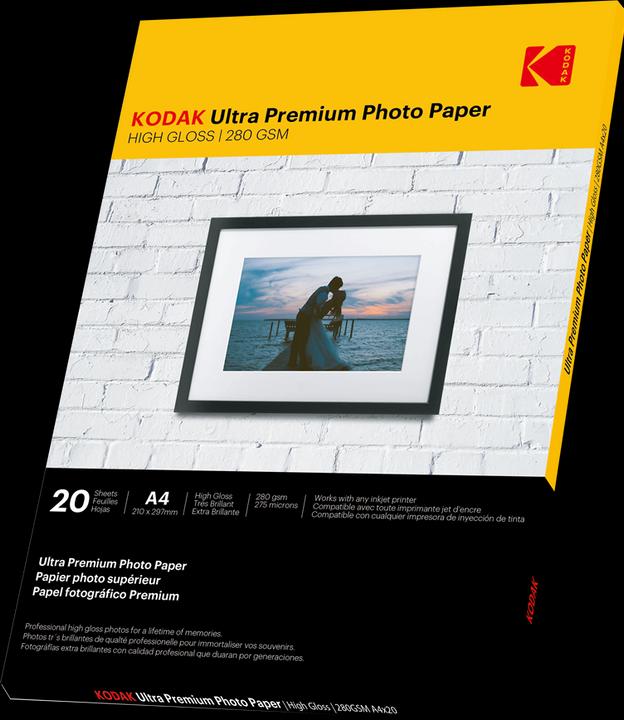 Produktbild Kodak Ultra Premium Fotopapier Weiss Hoch-Glanz A4 (280 g/m², A4, 20 x)