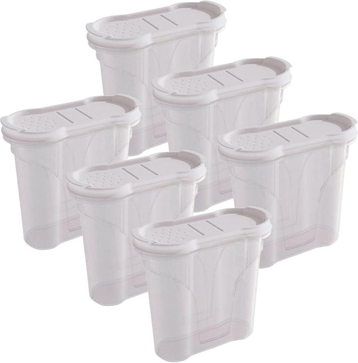 Produktbild Novaliv Salzstreuer 6er SET Salz Vorratsdose zum Streuen 300 ml Masse (LxBxH): 11 x 5 x 11 cm Dosen f (Pfeffer, Muskatnuss, Salz)