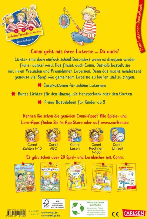 Produktbild Conni Gelbe Reihe (Beschäftigungsbuch): Mein Laternen-Bastelbuch (Deutsch, Ulrich Velte, Hanna Sörensen, 2023)