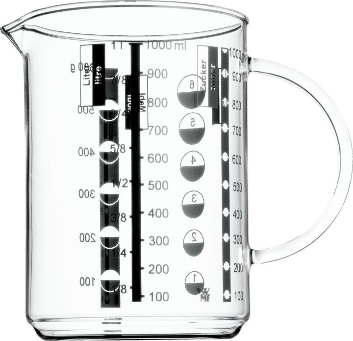 WMF Messbecher 1,0l Skalierung 4 Masseinheiten Gourmet hitzebeständiges Glas (1000 ml)