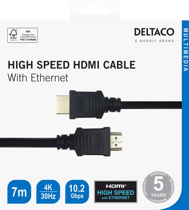 Produktbild Deltaco HDMI-Kabel 4K UHD, 7m, schwarz (7 m, HDMI)