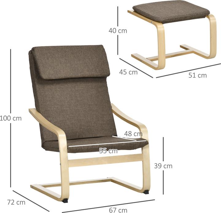 Immagine prodotto Homcom Poltrona relax con poggiapiedi con cuscino poggiapiedi, cuscino poggiatesta e braccioli