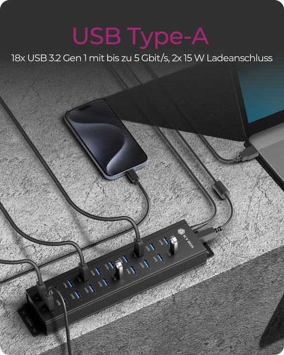 Actual product image Icy Box IB-HUB1720-U3 (USB-B, 20 Ports)