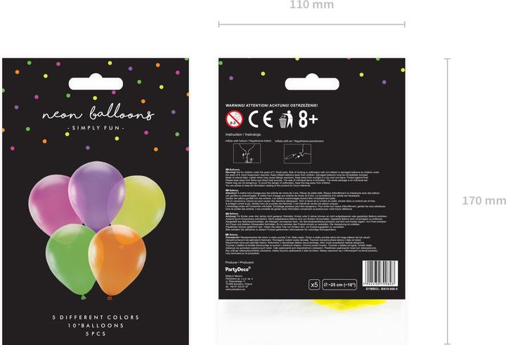 Produktbild Partydeco Neon-Ballons 25cm (5St.) (5 x)
