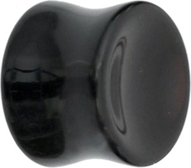 Star Piercing Flared Plug konkav schwarz aus Glas (ohne Messing, Glas)