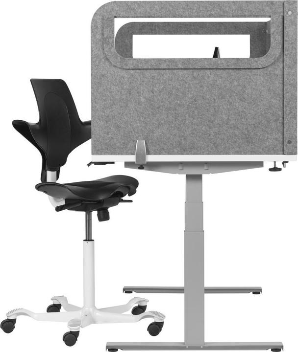 Image du produit Bakker Elkhuizen Cloison de bureau en U avec fenêtre acrylique gris 60cm de profondeur (160 x 60 x 60 cm)