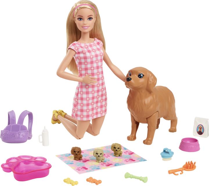 Actual product image Barbie Doll with dog and puppies