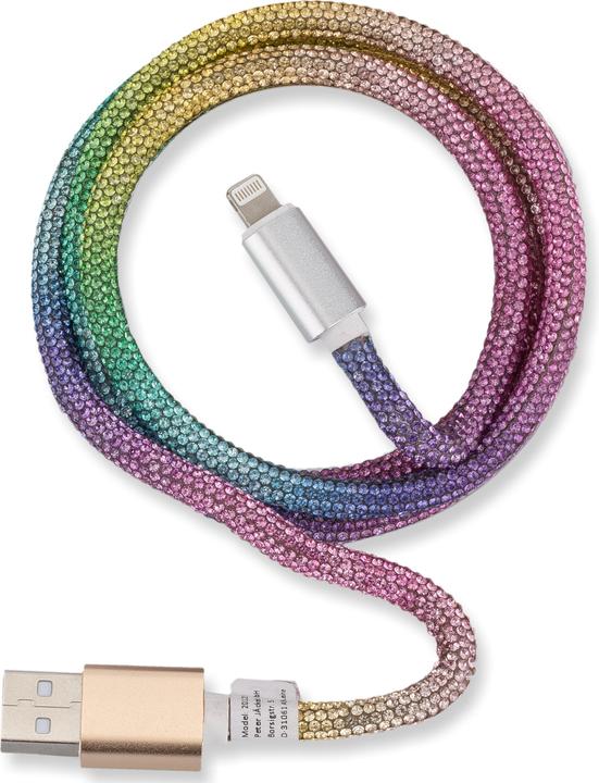 Produktbild Peter Jäckel OHLALA! Glamour 1m USB Data Cable Rainbow für Apple Lightning mit Sync- und Ladefunktion (1 m)