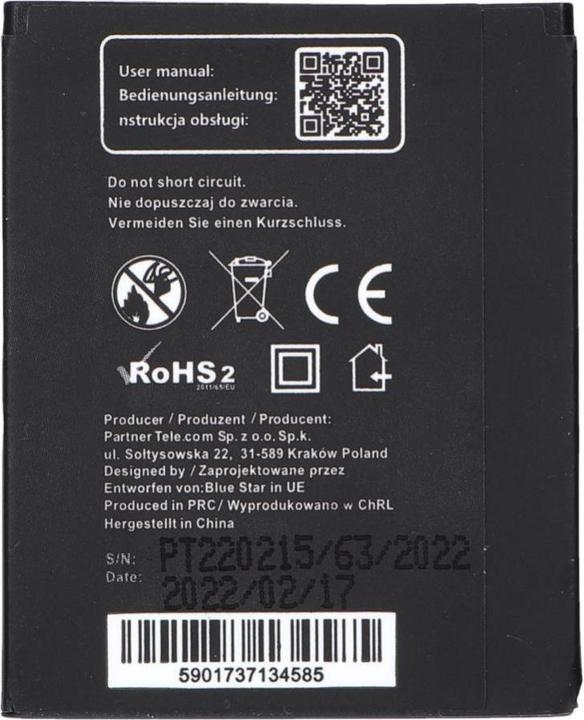 Actual product image NoName Battery Blue Star BLUE STAR battery for SONY ERICSSON U100 Yari / J10 / J10i2 ELM / Hazel 1100 mAh
