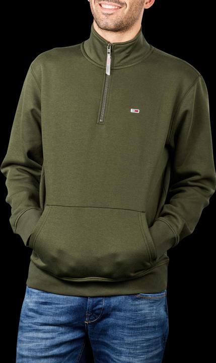 Tommy Hilfiger Tommy Jeans Solid Zip Pullover Mock Neck dark olive