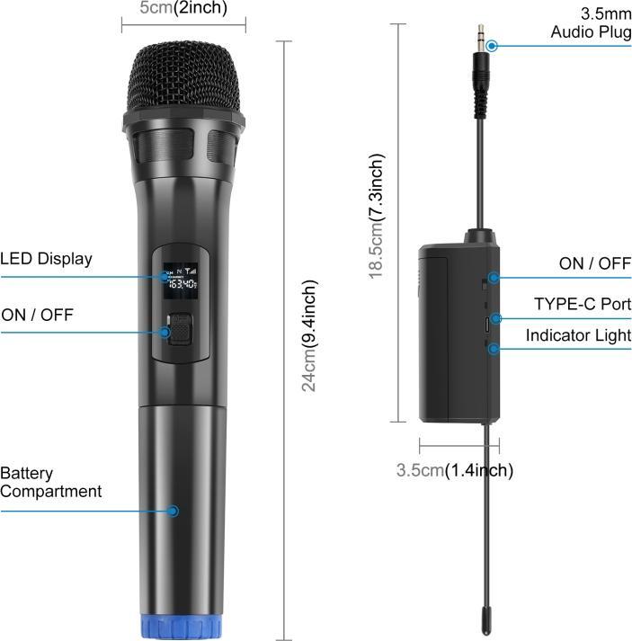 Produktbild Puluz UHF Wireless Dynamic Microphone with LED Display (Black)
