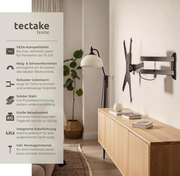 Image du produit tectake Support TV mural (Mur, 55", 100 kg)