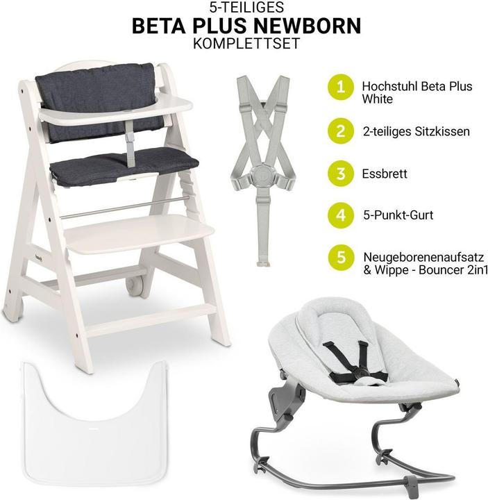 Actual product image Hauck Hochstühle Beta Plus White 5-tlg. Newborn Set - Hochstuhl (Highchair)
