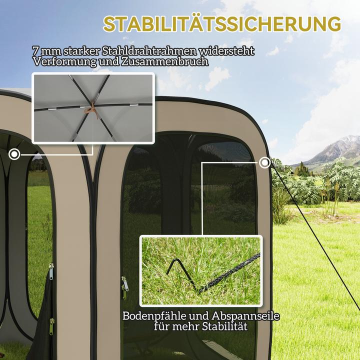 Produktbild Outsunny Campingzelt Oxfordstoff, Stahldraht Khaki (Wurfzelt, 6 Personen)