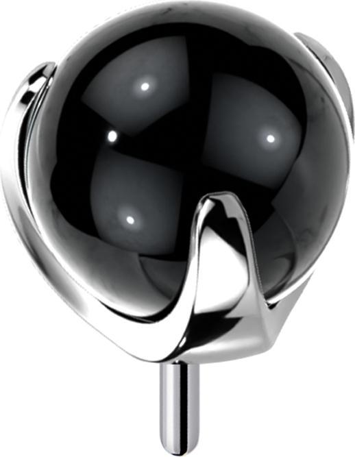 Star Piercing Threadless Glaskugel schwarz gefasst (ohne Messing, Titan G23, Glas)