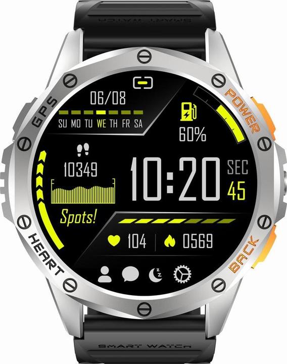 Produktbild Gravity GPS GT24-4 Herren-Smartwatch, schwarzes Silikonarmband + orangefarbenes Silikonarmband
