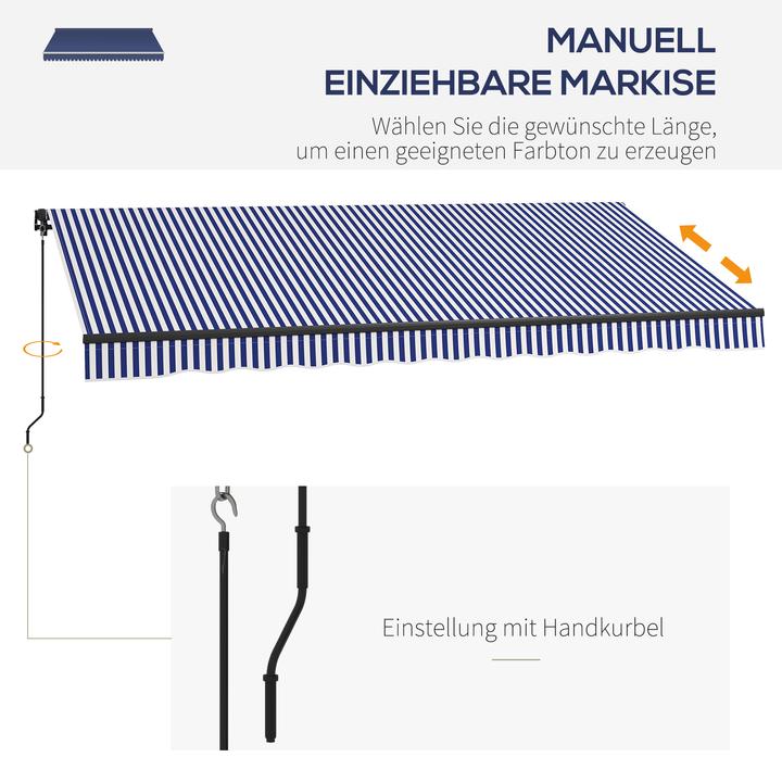 Produktbild Outsunny Markise mit Handkurbel und Befestigungsmaterial für verschiedene Oberflächen (3 m)