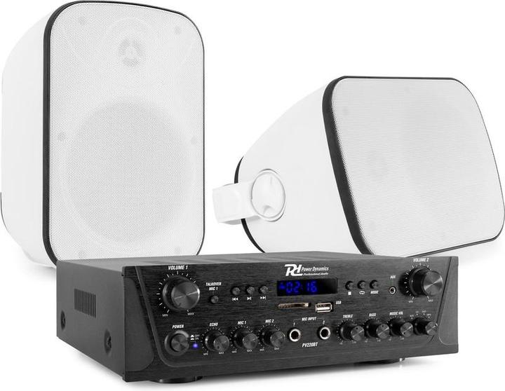Produktbild Power Dynamics met Bluetooth - PV220BT 2-zone versterker audio + 2 BD50W opbouw speakers - 5 (Passiv)
