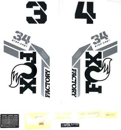 Fox Decal Kit: 2022, 34 SC, F-S, Black Logo, Shiny Orange Fork FK