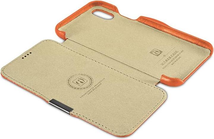 Produktbild iCarer iPhone X/XS - Luxury Series Echtleder Flip Case RI802-IG, orange (Apple iPhone X, Apple iPhone XS)
