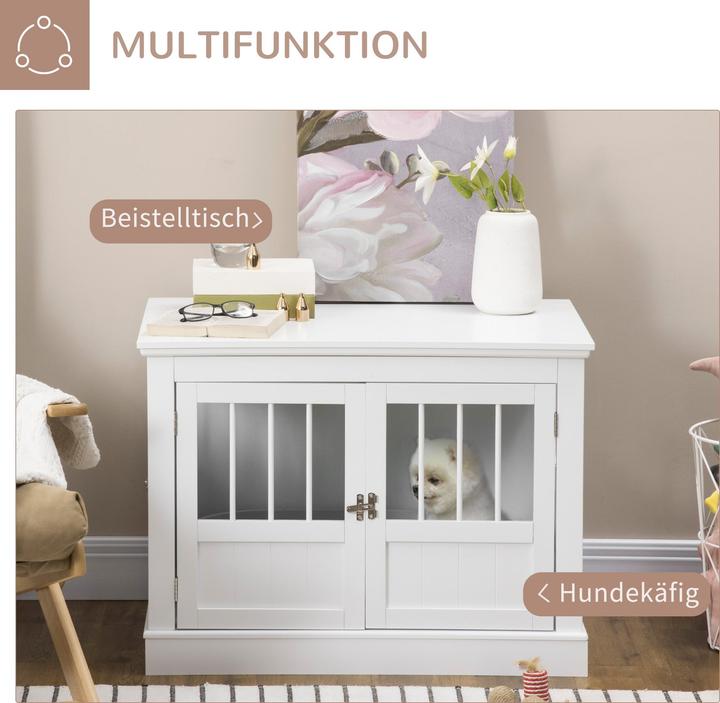 Actual product image PawHut Hundekäfig Spanplatte, MDF Weiss (Dog kennel)