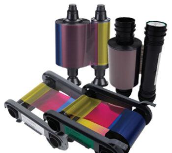 Actual product image Evolis YMCKO Colour Ribbon - 300 (Black, Violet, Yellow, Turquoise)