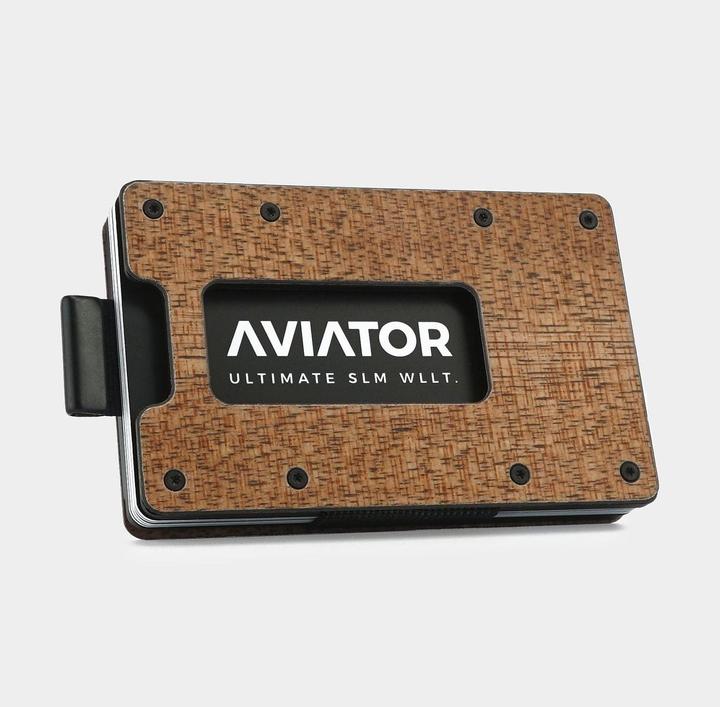 Immagine prodotto Aviator Portafoglio SLIDE, in legno e fibra di carbonio con clip per contanti AirTag