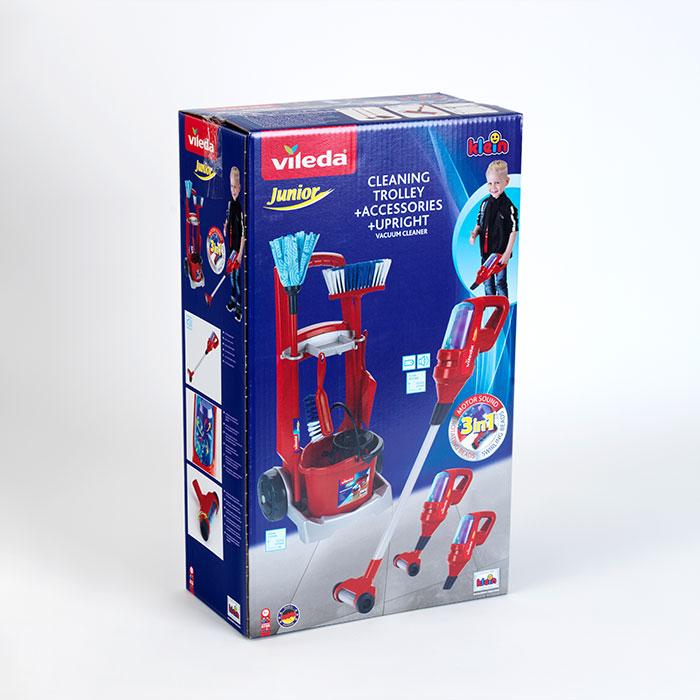 Immagine prodotto Theo Klein 6720 Carrello per le pulizie Vileda con aspirapolvere verticale I Include vari accessori tra cui moc
