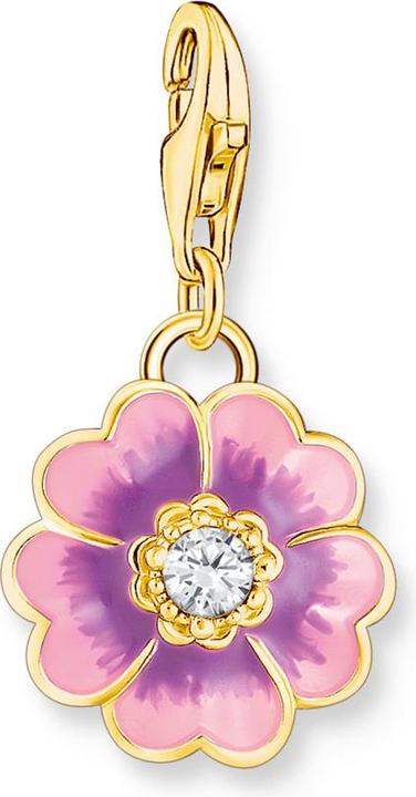 Thomas Sabo Charm-Anhänger Blume Flower Violett vergoldet (Emaille, Silber 925)