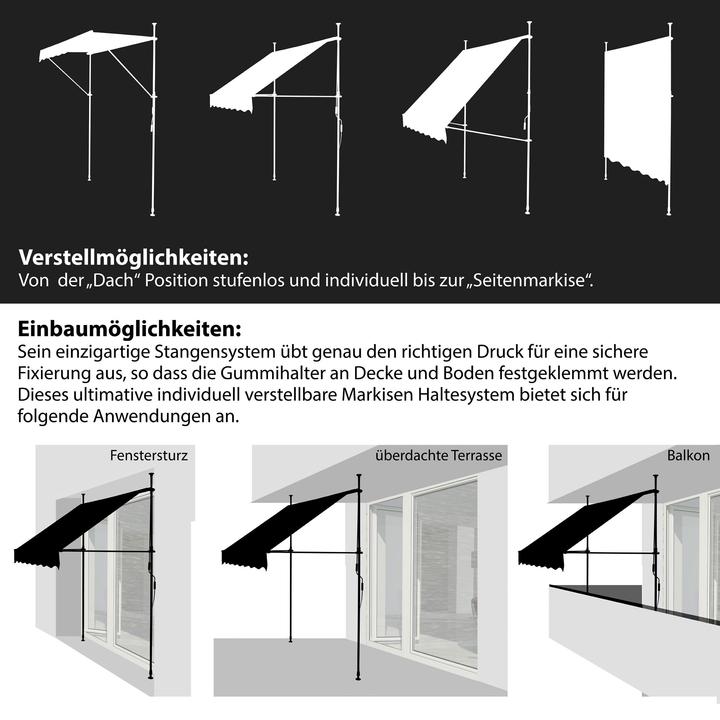 Produktbild Gartenfreude Klemmmarkise Sonnenschutz Balkonmarkise gerader Schnitt (3 m)