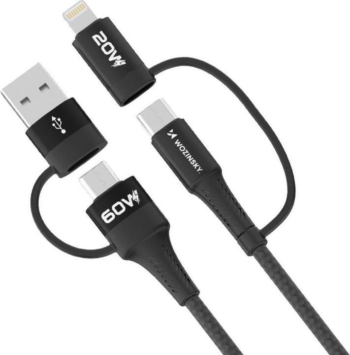 Immagine prodotto Wozinsky WNBAA 4in1 2x USB-C 1x USB-A 1x Lightning 60W 1 m - nero (1 m, USB 2.0, 60 W)