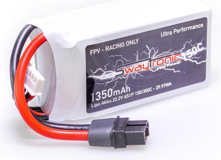 Produktbild Swaytronic SWAY-FPV LiPo 6S 22.2V 1350mAh 150C XT60 (22.20 V, 1350 mAh)