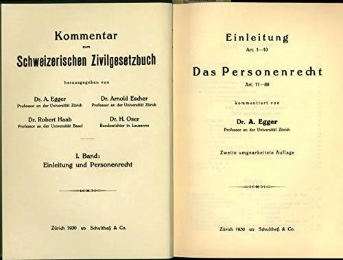 Produktbild Kommentar zum Schweizerischen Zivilrecht. Ehemals Kommentar zum Schweizerischen... / Einleitung (Deutsch, Peter Gauch, Jörg Schmid, August Egger, 1978)