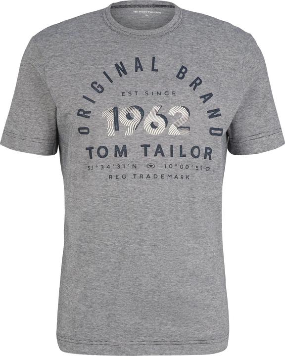 Tom Tailor T-Shirt Gestreiftes Kurzarmshirt mit Rundhalsausschnitt und Print (XXL)