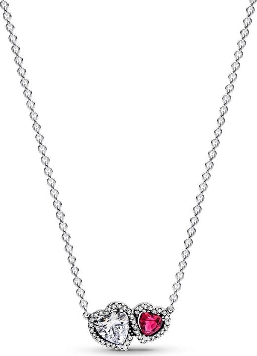 Pandora Necklace with pendant Halo Hearts (Silber 925, 45 cm)