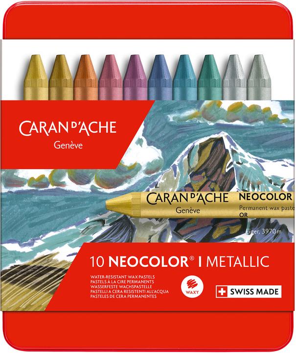 Caran d'Ache Neocolor I Metallic Metallschachtel (Multicolore, 10 x)