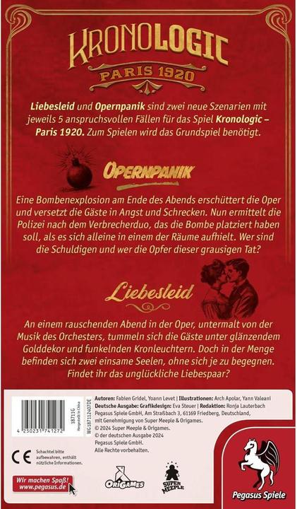 Actual product image Pegasus Kronologic - Paris 1920: Love's sorrow & opera panic (expansion) (German)