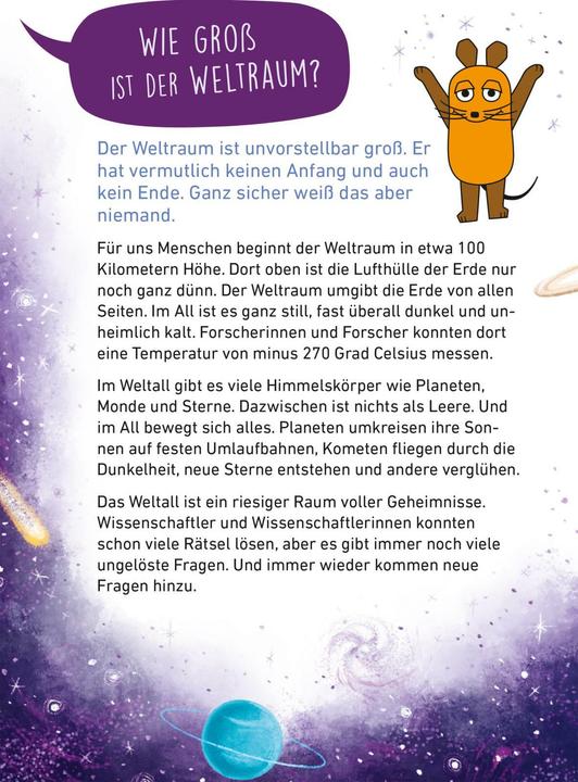 Produktbild Frag doch mal... die Maus: Die wichtigsten Fragen zum Weltraum (Deutsch, Linda Hartwig, Inka Vigh, 2024)