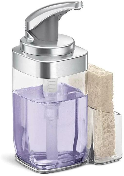 Actual product image Simplehuman Soap dispenser with caddy 650 ml, silver/transparent